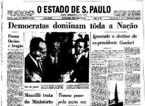 O Estado de São Paulo apresenta os golpistas como "democratas", em abril de 1964